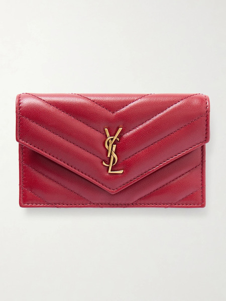  Saint Laurent Saint Laurent - Cassandre Matelassé Leather Wallet - Red 