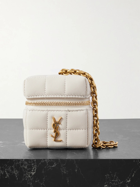  Saint Laurent Saint Laurent - Cassandre Matelassé Mini Quilted Leather Pouch - White 