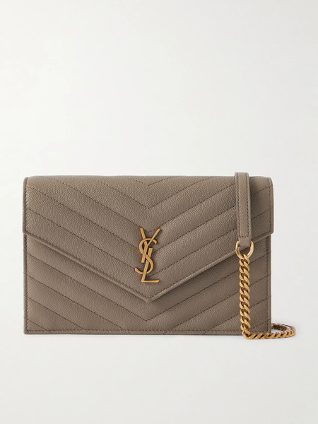  Saint Laurent Saint Laurent - Cassandre Matelassé Textured-leather Shoulder Bag - Taupe 