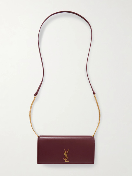  Saint Laurent Saint Laurent - Cassandre Strap Leather Phone Case - Burgundy 