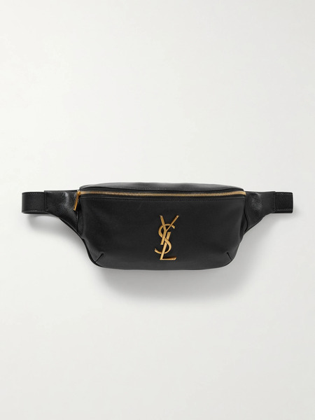  Saint Laurent Saint Laurent - Cassandre Textured-leather Belt Bag - Black 
