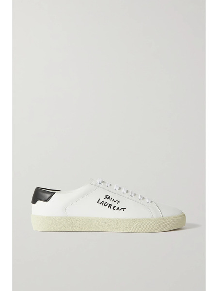  Saint Laurent Saint Laurent - Court Classic Sl/06 Logo-embroidered Leather Sneakers - White 