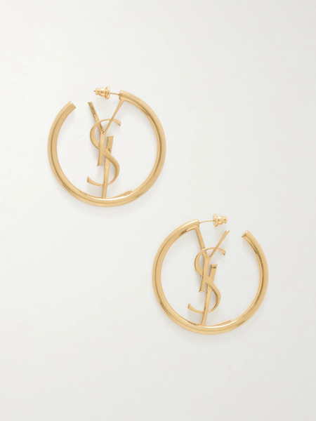  Saint Laurent Saint Laurent - Créoles Cassandre Brass Earrings - Gold 