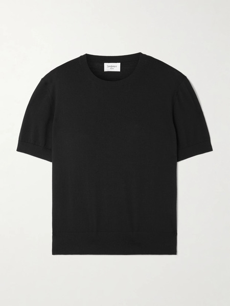  Saint Laurent Saint Laurent - Cropped Wool T-shirt - Black 