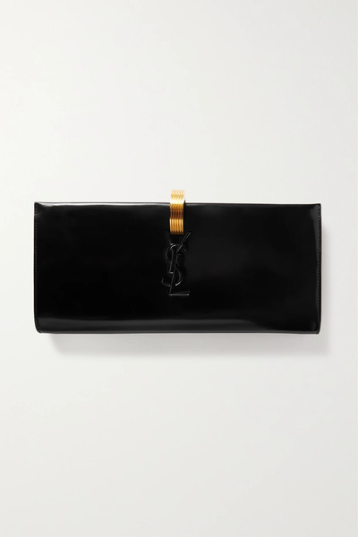 Saint Laurent Saint Laurent - Daria Patent-leather Clutch - Black 