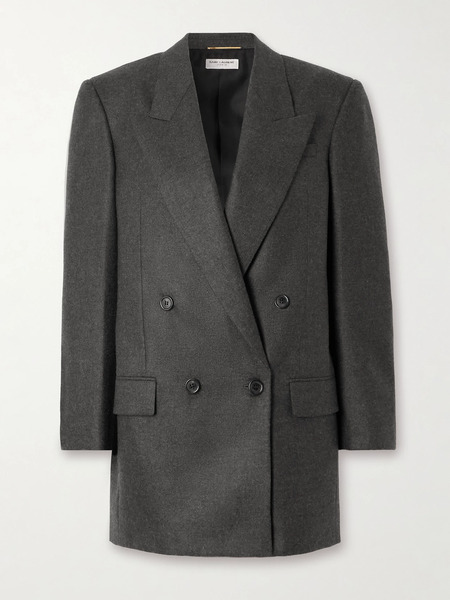  Saint Laurent Saint Laurent - Double-breasted Cashmere-twill Blazer - Dark Gray 