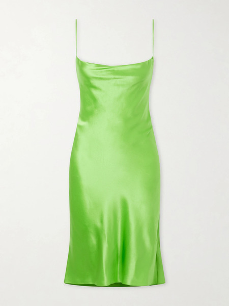  Saint Laurent Saint Laurent - Draped Silk-satin Mini Dress - Green 