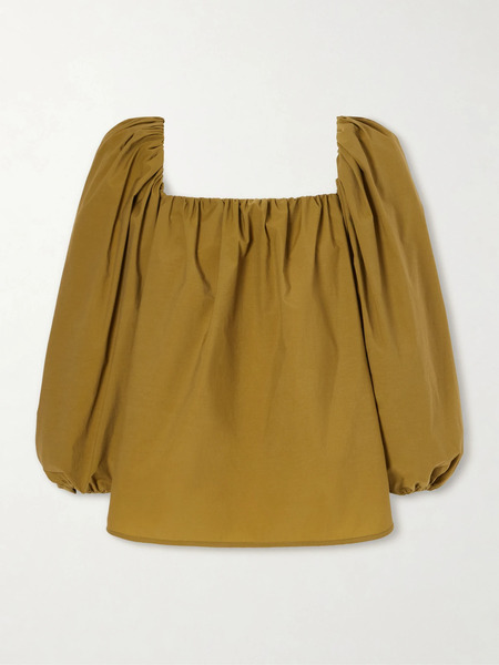  Saint Laurent Saint Laurent - Gathered Poplin Blouse - Army Green 