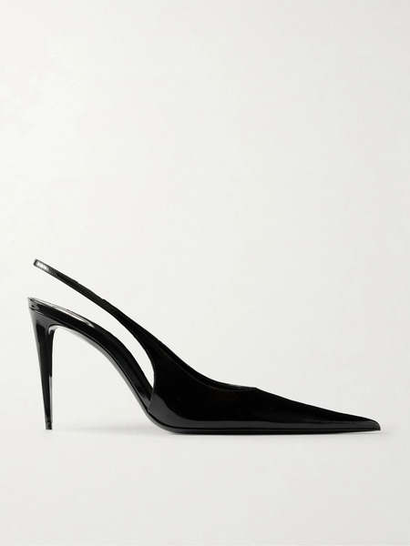  Saint Laurent Saint Laurent - Guermantes Patent-leather Slingback Pumps - Black 