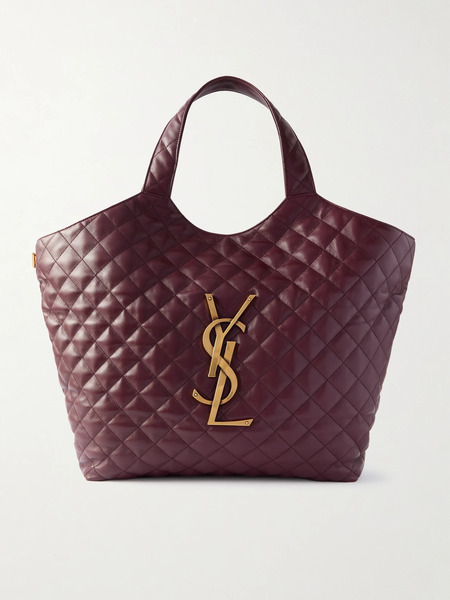  Saint Laurent Saint Laurent - Icare Maxi Matelassé Leather Tote - Burgundy 