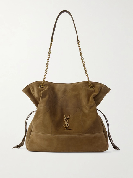  Saint Laurent Saint Laurent - Jamie Shopping Quilted Suede Shoulder Bag - Leaf Green 