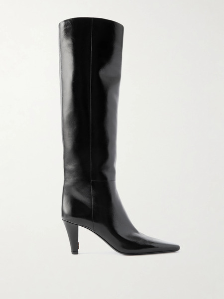  Saint Laurent Saint Laurent - Jill Glossed-leather Knee Boots - Black 