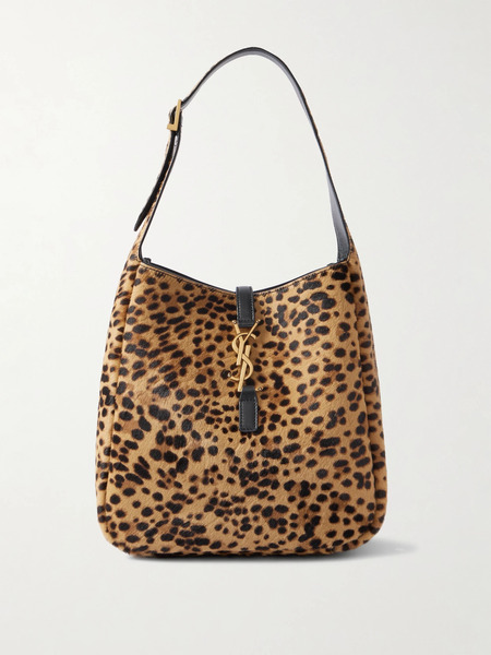  Saint Laurent Saint Laurent - Le 5 à 7 Small Embellished Leather-trimmed Leopard-print Calf Hair Shoulder Bag - Leopard Print 