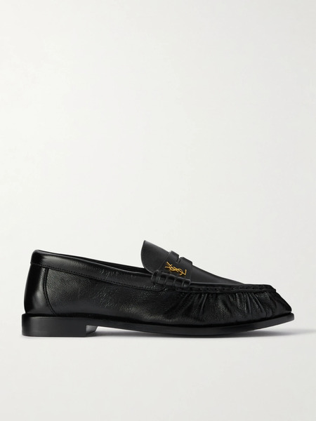  Saint Laurent Saint Laurent - Le Loafer Logo-embellished Leather Loafers - Black 