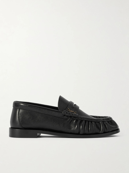  Saint Laurent Saint Laurent - Le Loafer Logo-embellished Leather Loafers - Black 