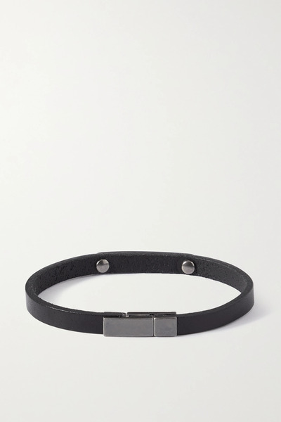  Saint Laurent Saint Laurent - Leather And Silver-tone Bracelet - Black 