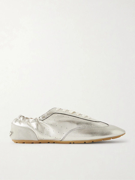  Saint Laurent Saint Laurent - Lewis Metallic Leather Sneakers - Silver 