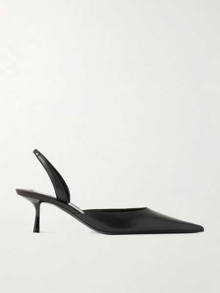  Saint Laurent Saint Laurent - Misty Leather Slingback Pumps - Black 