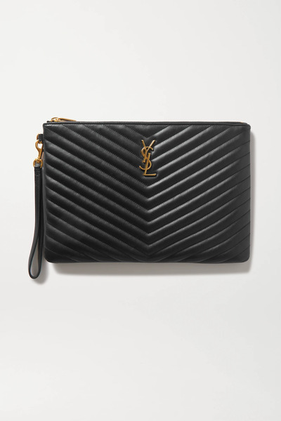  Saint Laurent Saint Laurent - Monogramme Quilted Leather Pouch - Black 