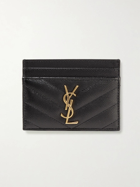  Saint Laurent Saint Laurent - Monogramme Quilted Textured-leather Cardholder - Black 