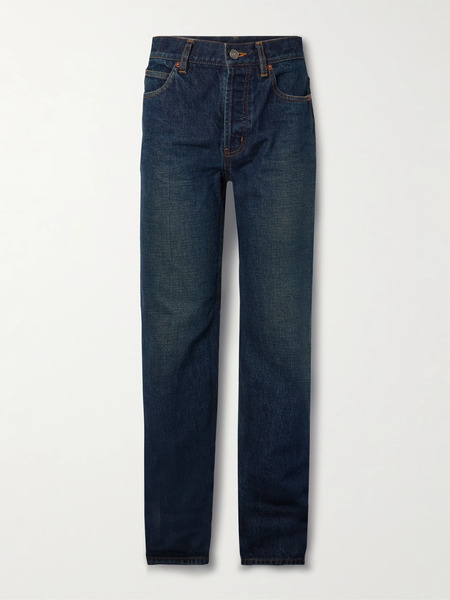  Saint Laurent Saint Laurent - Nico Mid-rise Straight-leg Jeans - Dark Denim 
