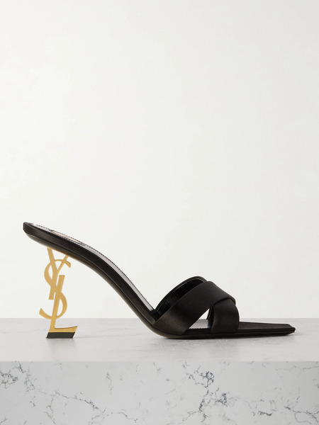  Saint Laurent Saint Laurent - Opyum Satin Mules - Black 