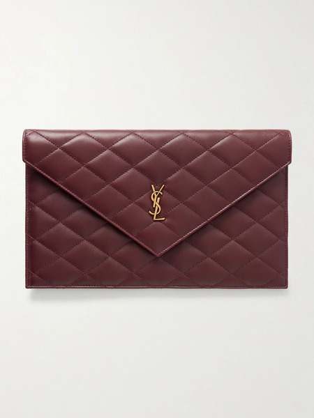  Saint Laurent Saint Laurent - Paris Matelassé Leather Pouch - Burgundy 