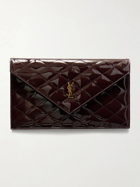  Saint Laurent Saint Laurent - Paris Matelassé Patent-leather Clutch - Burgundy 