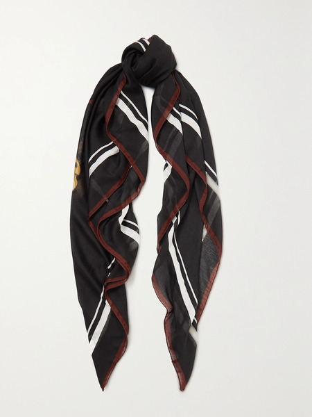  Saint Laurent Saint Laurent - Printed Modal And Cashmere-blend Scarf - Black 