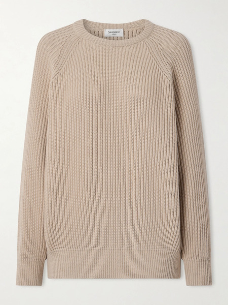  Saint Laurent Saint Laurent - Ribbed-knit Cotton Sweater - Beige 