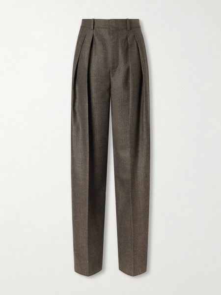  Saint Laurent Saint Laurent - Straight-leg Wool Pants - Brown 