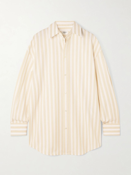  Saint Laurent Saint Laurent - Striped Cotton-piqué Shirt - Beige 