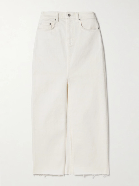  Salon 1884 Salon 1884 - + Net Sustain Orlan Frayed Denim Maxi Skirt - Off-white 