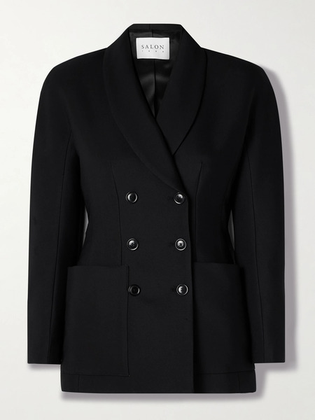  Salon 1884 Salon 1884 - Simone Double-breasted Wool And Silk-blend Twill Blazer - Black 