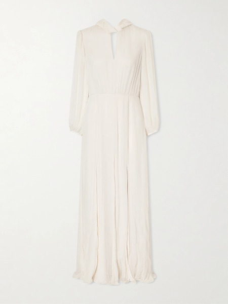  Saloni Saloni - Floral-print Silk-crepon Gown - Cream 