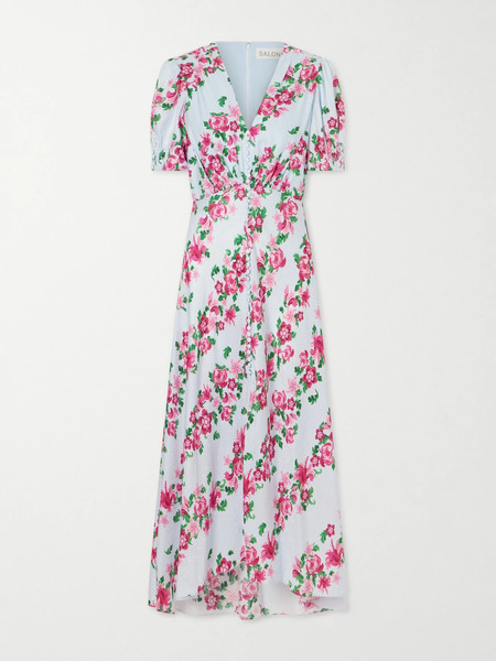  Saloni Saloni - Floral-print Silk-satin Midi Dress - Multi 
