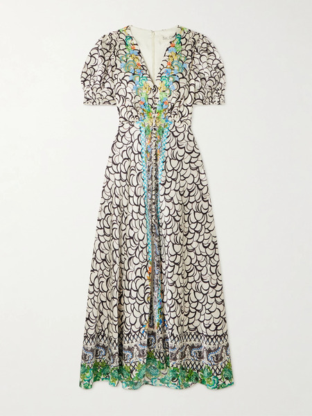  Saloni Saloni - Lea Printed Silk-satin Maxi Dress - Ivory 