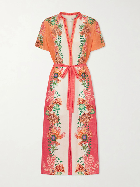  Saloni Saloni - Vicki Belted Floral-print Silk Midi Dress - Multi 