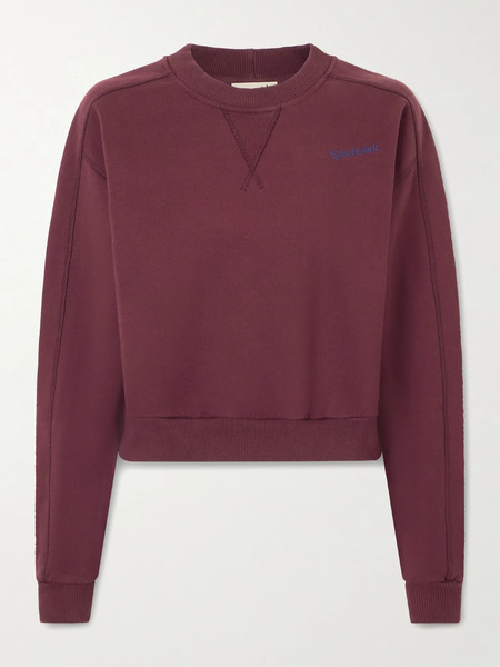  Sanderlak Sanderlak - Cropped Embroidered Wool-blend Jersey Sweatshirt - Merlot 