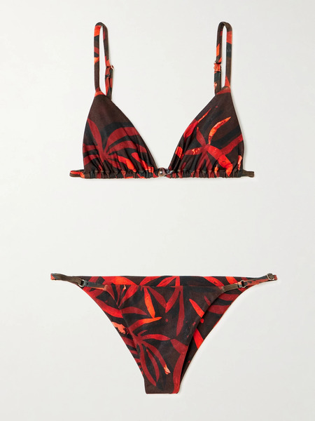  Sara Cristina Sara Cristina - Arena Pearl-embellished Stretch-econyl® Bikini - Red 
