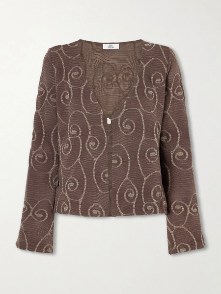  Sara Cristina Sara Cristina - Arerna Textured Metallic Knitted Cardigan - Brown 