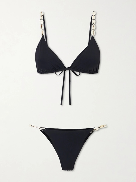  Sara Cristina Sara Cristina - Cowries Embellished Bikini - Black 
