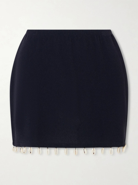  Sara Cristina Sara Cristina - Embellished Jersey Mini Skirt - Blue 