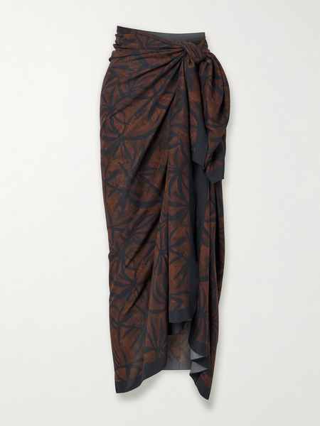  Sara Cristina Sara Cristina - Embellished Printed Voile Pareo - Orange 