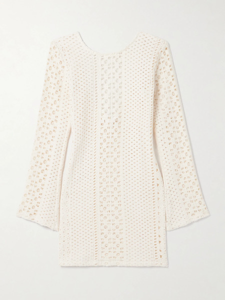  Sara Cristina Sara Cristina - Gala Crocheted Cotton Mini Dress - Ivory 