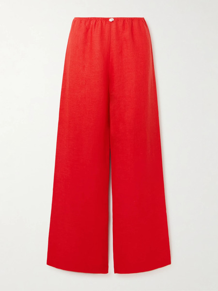  Sara Cristina Sara Cristina - Playa Pearl-embellished Linen Pants - Red 