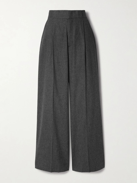  Sasuphi Sasuphi - Bogart Pleated Wool-blend Flannel Wide-leg Pants - Anthracite 