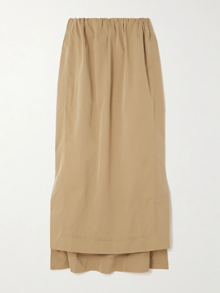  Sasuphi Sasuphi - Gilda Gathered Cotton And Silk-blend Maxi Skirt - Beige 