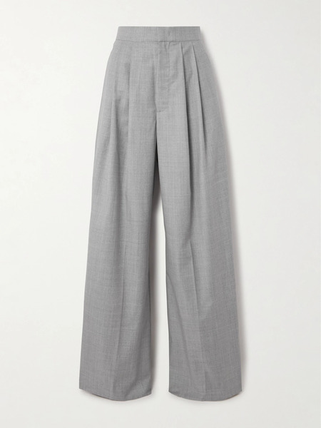  Sasuphi Sasuphi - Lauren Pleated Wool Wide-leg Pants - Light Gray 