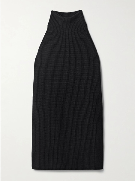  Sasuphi Sasuphi - Marine Ribbed Wool Turtleneck Mini Dress - Black 